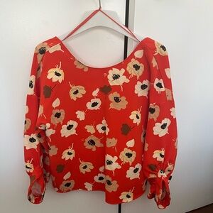Zara Red Floral Blouse